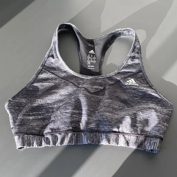 Adidas Climalite Gray Sports Bra XL Padless Athletic Sporty Street Casual - Picture 2 of 13